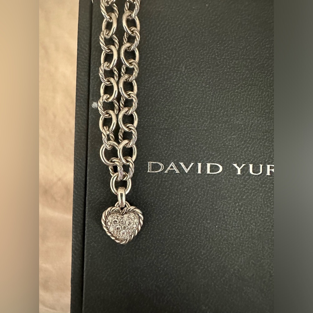 NWOT David Yurman Cable Cookie Heart with Pave Diamond Bracelet